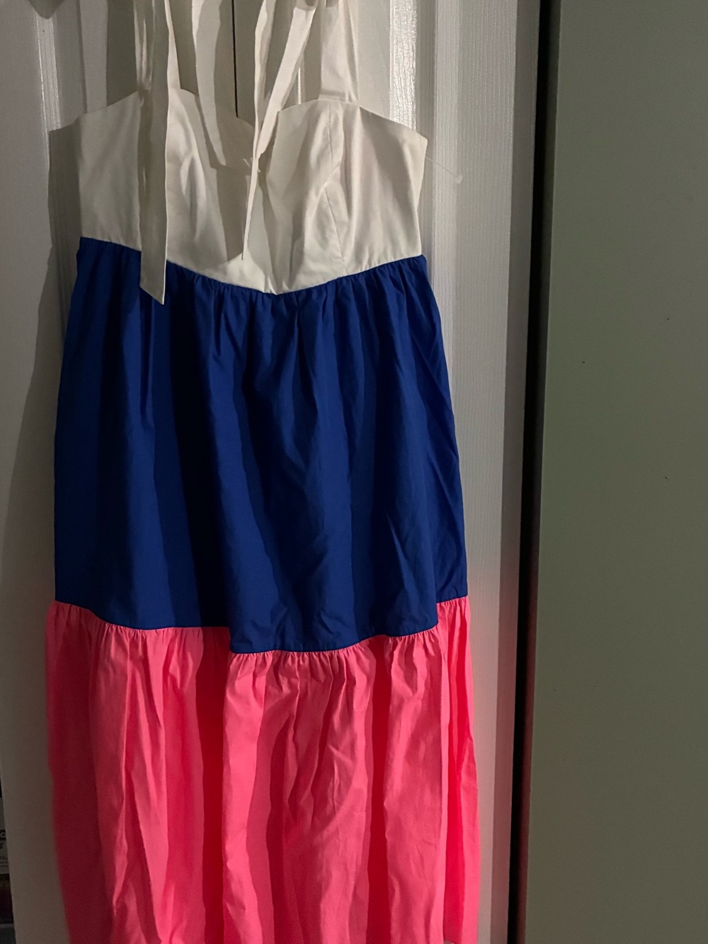 Lilly Pulitzer White, Blue & Pink Tiered Maxi Dress